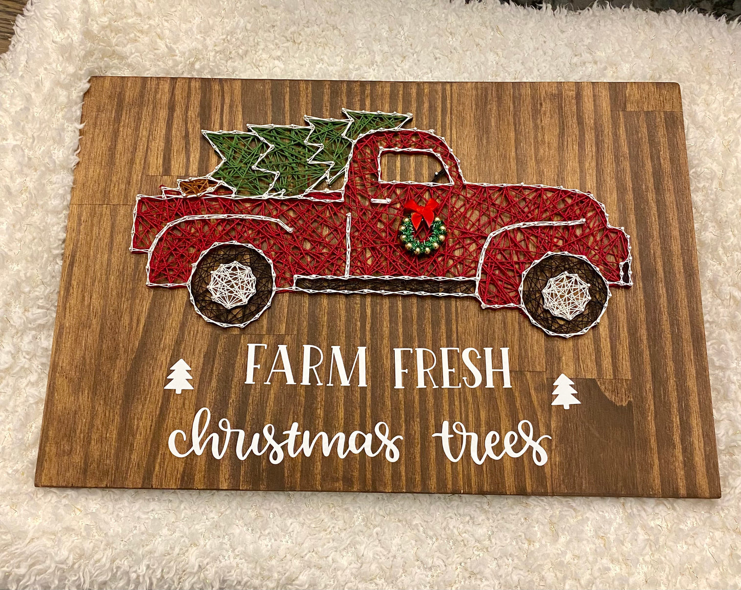 Vintage Christmas truck string art