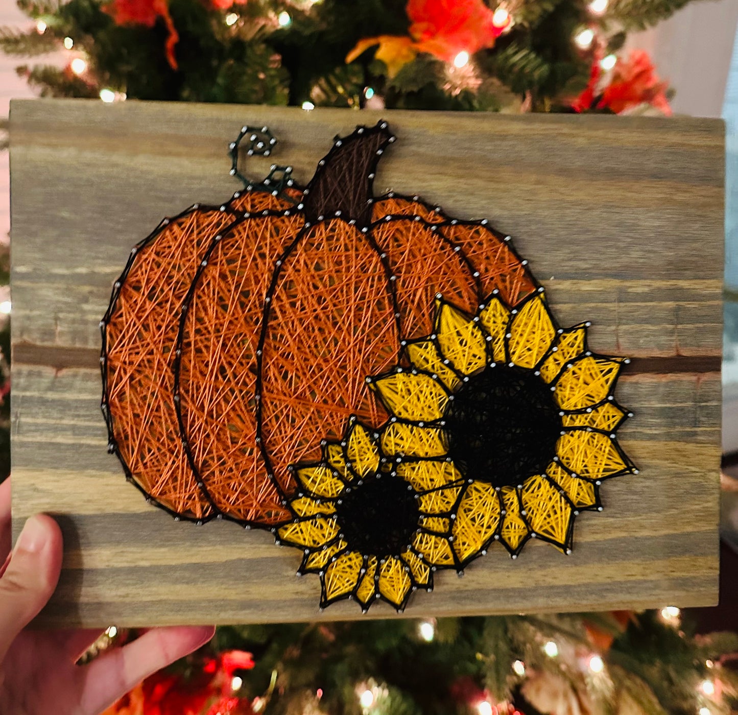 Pumpkin and Sunflowers string art