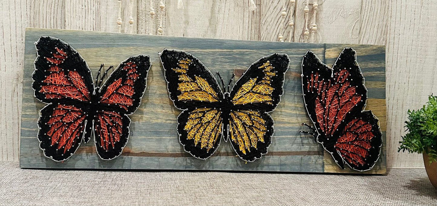 Orange and Yellow Butterfly String Art