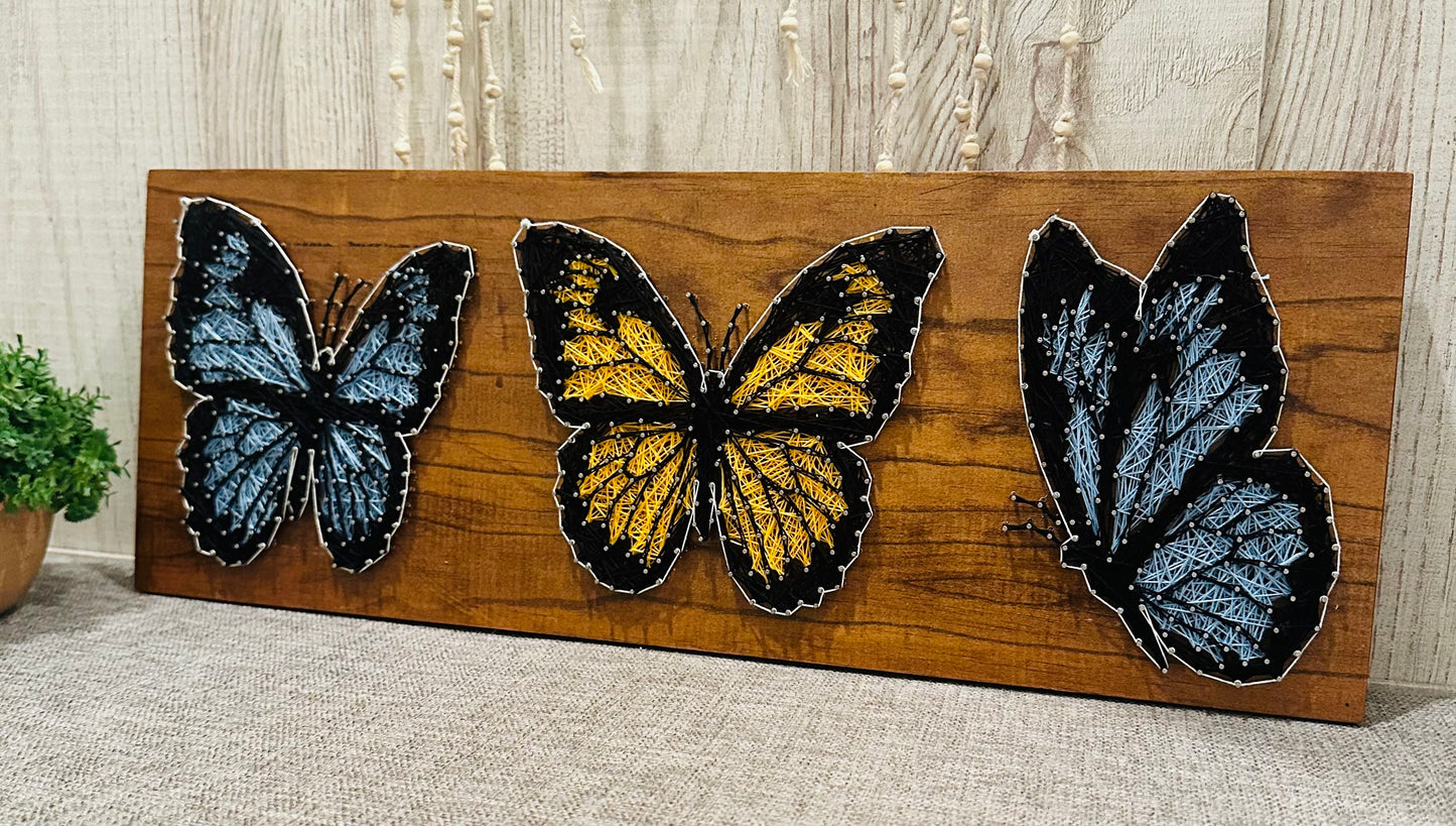 Blue and Yellow Butterfly String Art