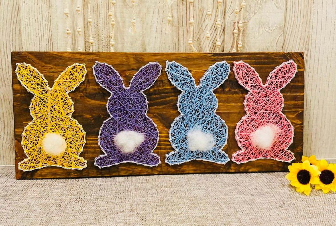 Four Bunny String Art