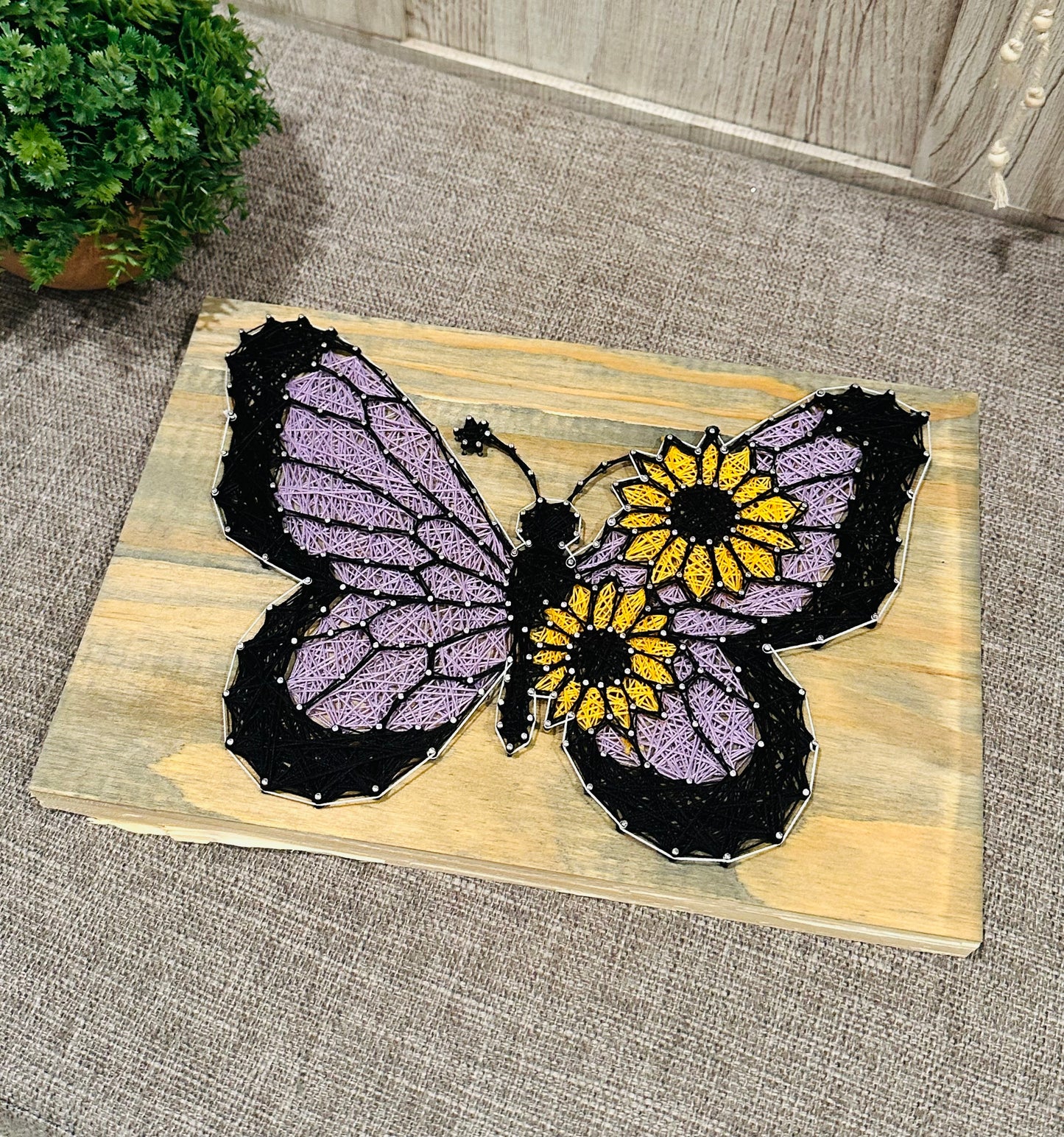 Purple Butterfly with Sunflowers