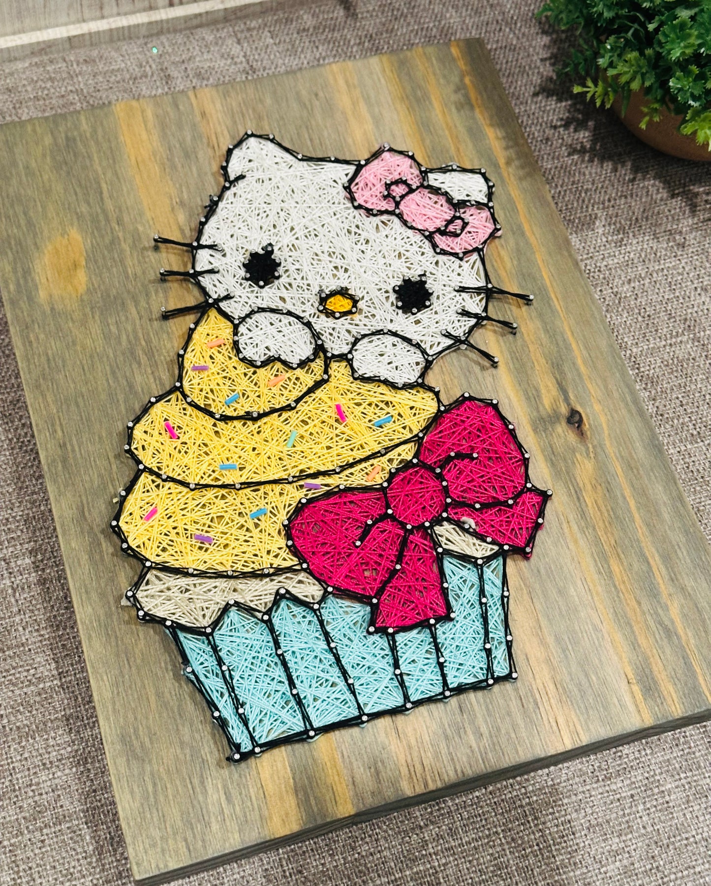 Hello Kitty Cupcake string art