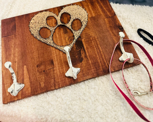 Heart dog leash holder string art