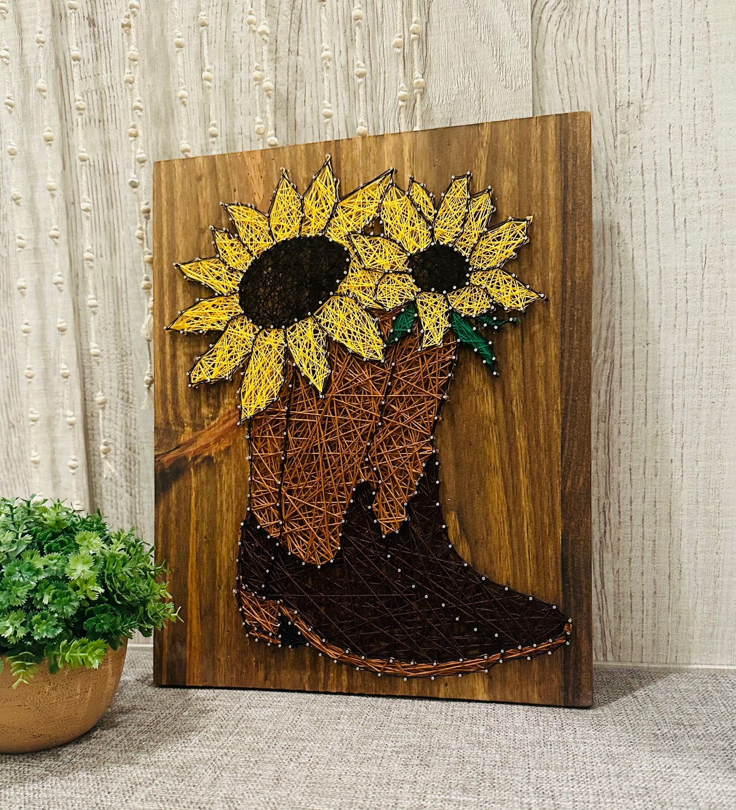 Boots with Sunflowers string art