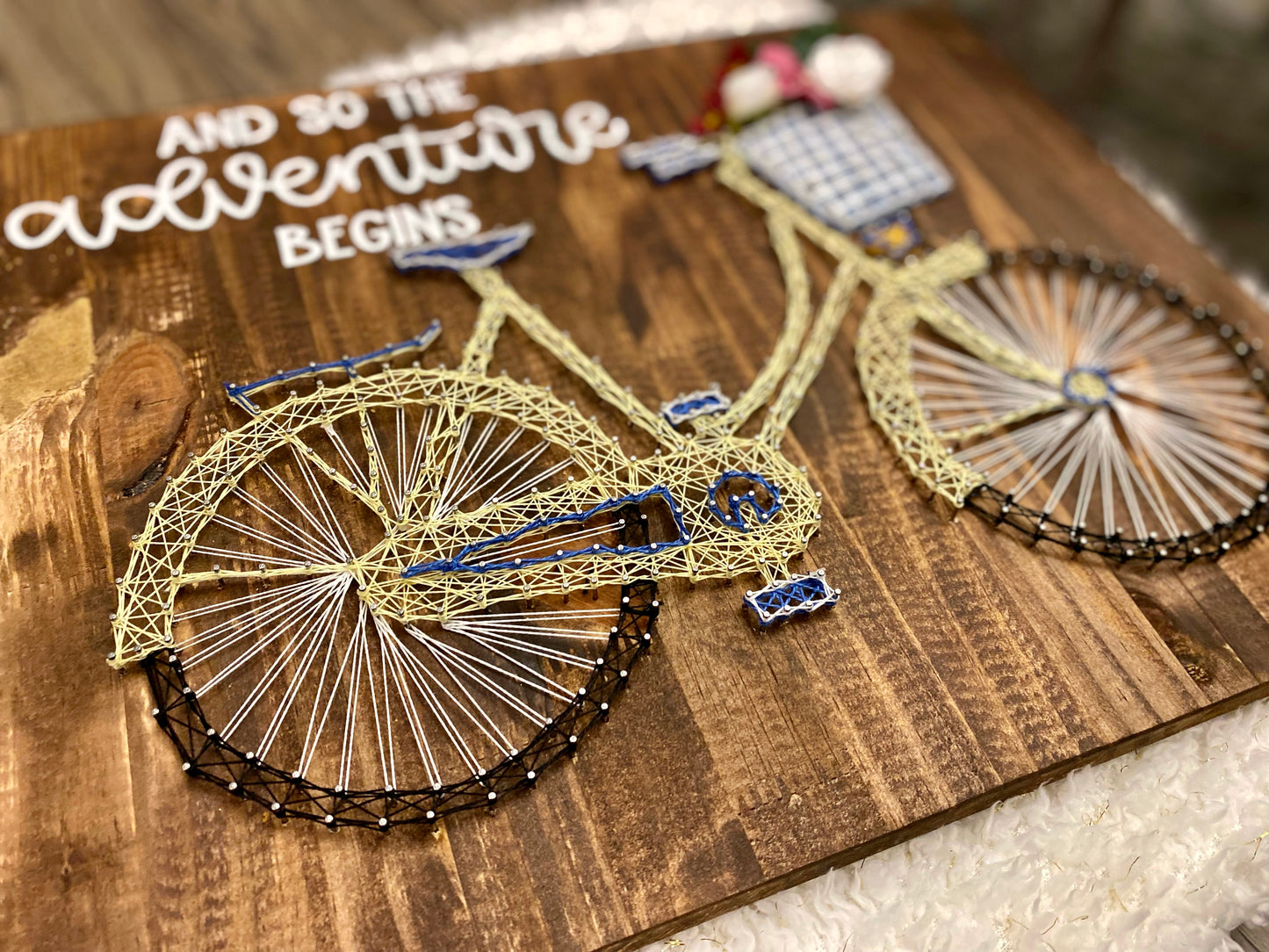 Yellow bike string art