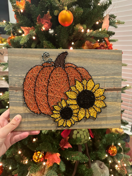 Pumpkin and Sunflowers string art