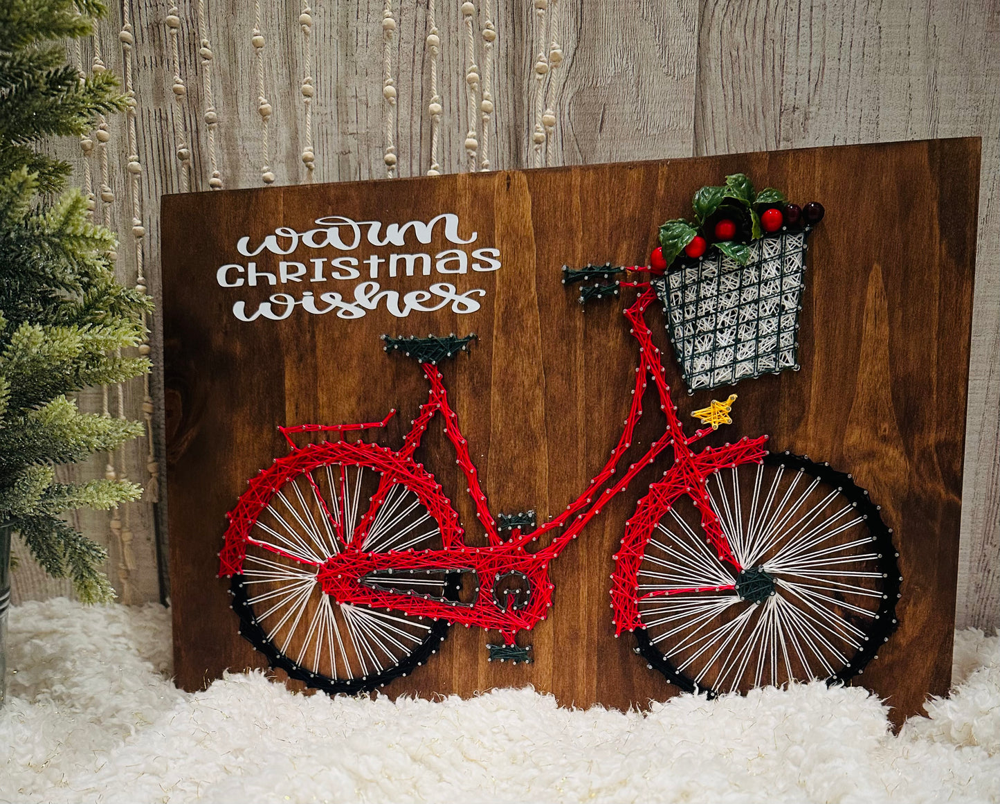 Christmas bicycle string art