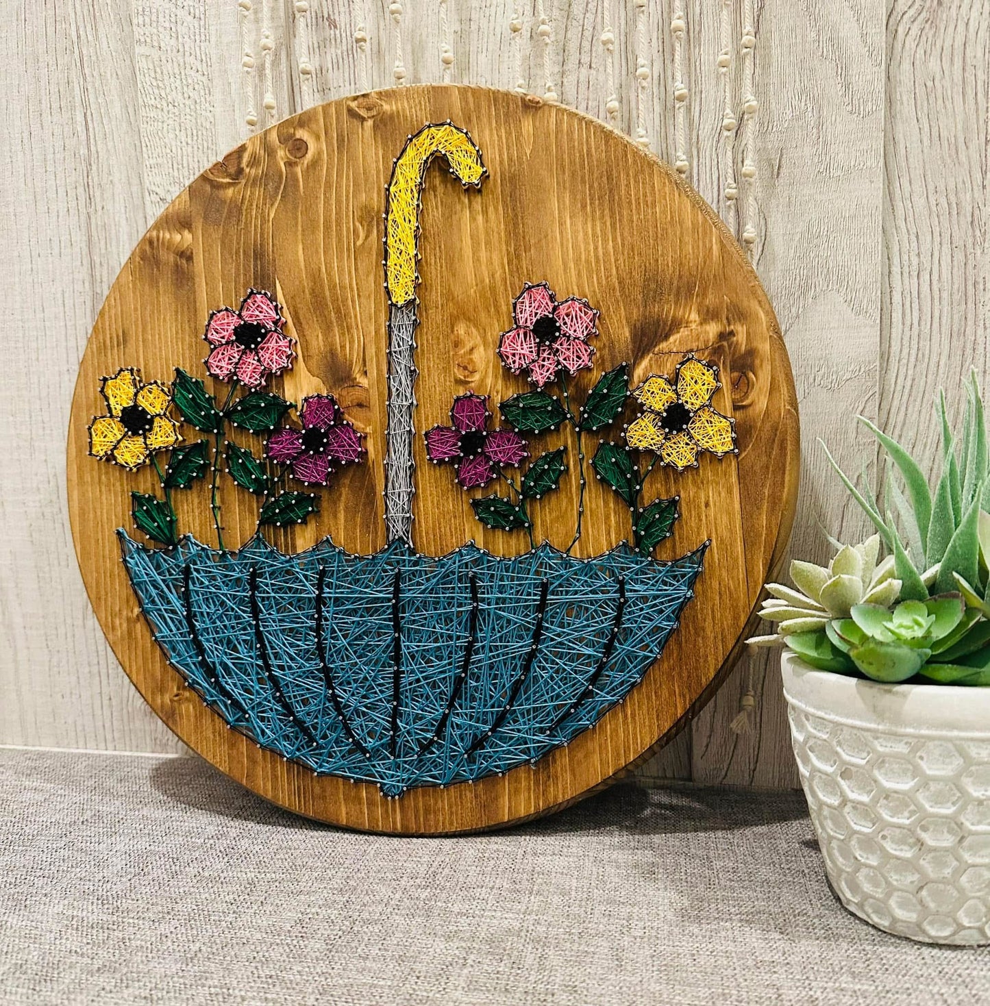 Umbrella and Flowers String art