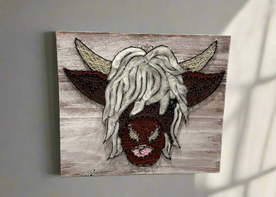 Highland Cow String Art Sign