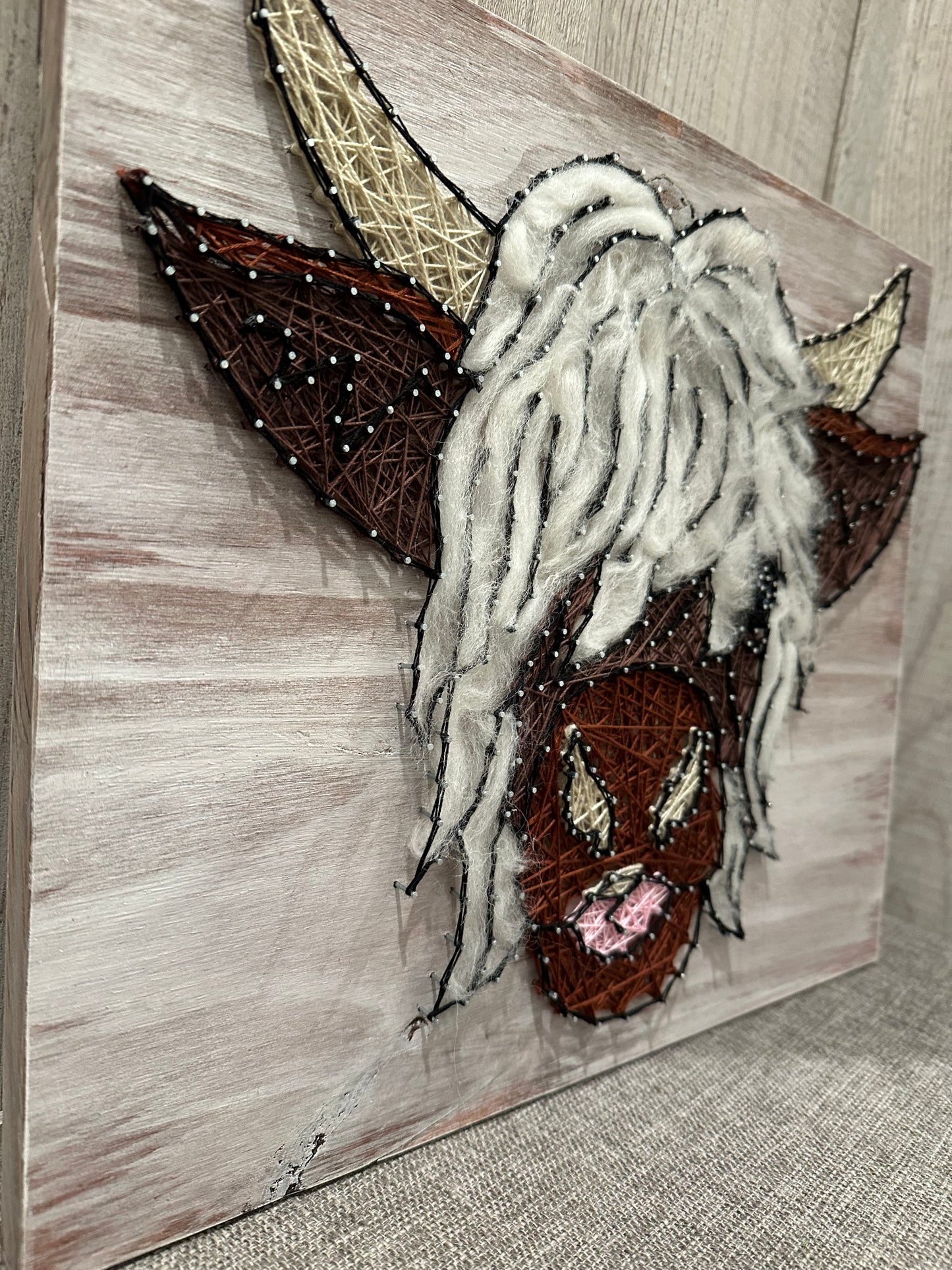 Highland Cow String Art Sign