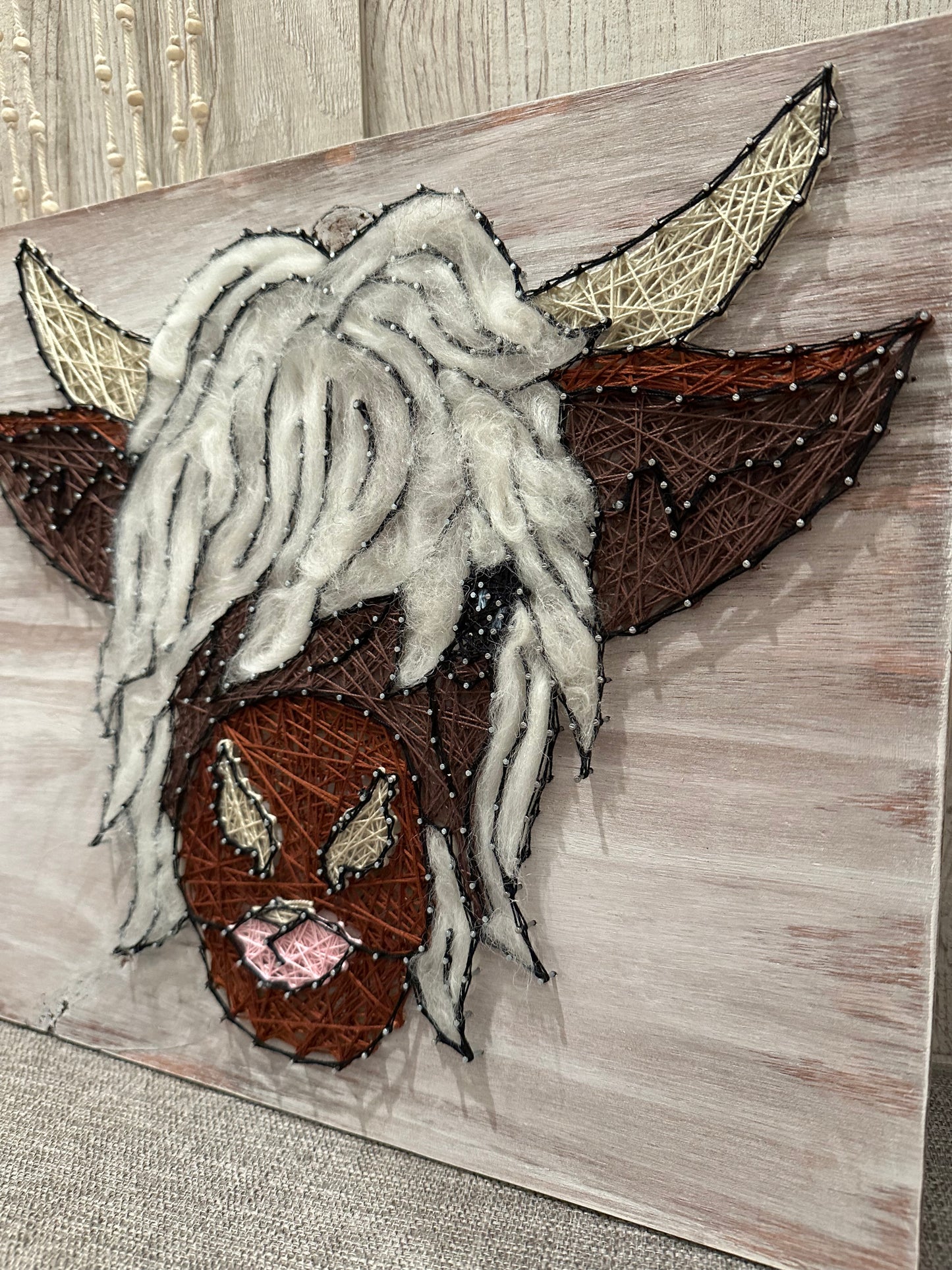 Highland Cow String Art Sign