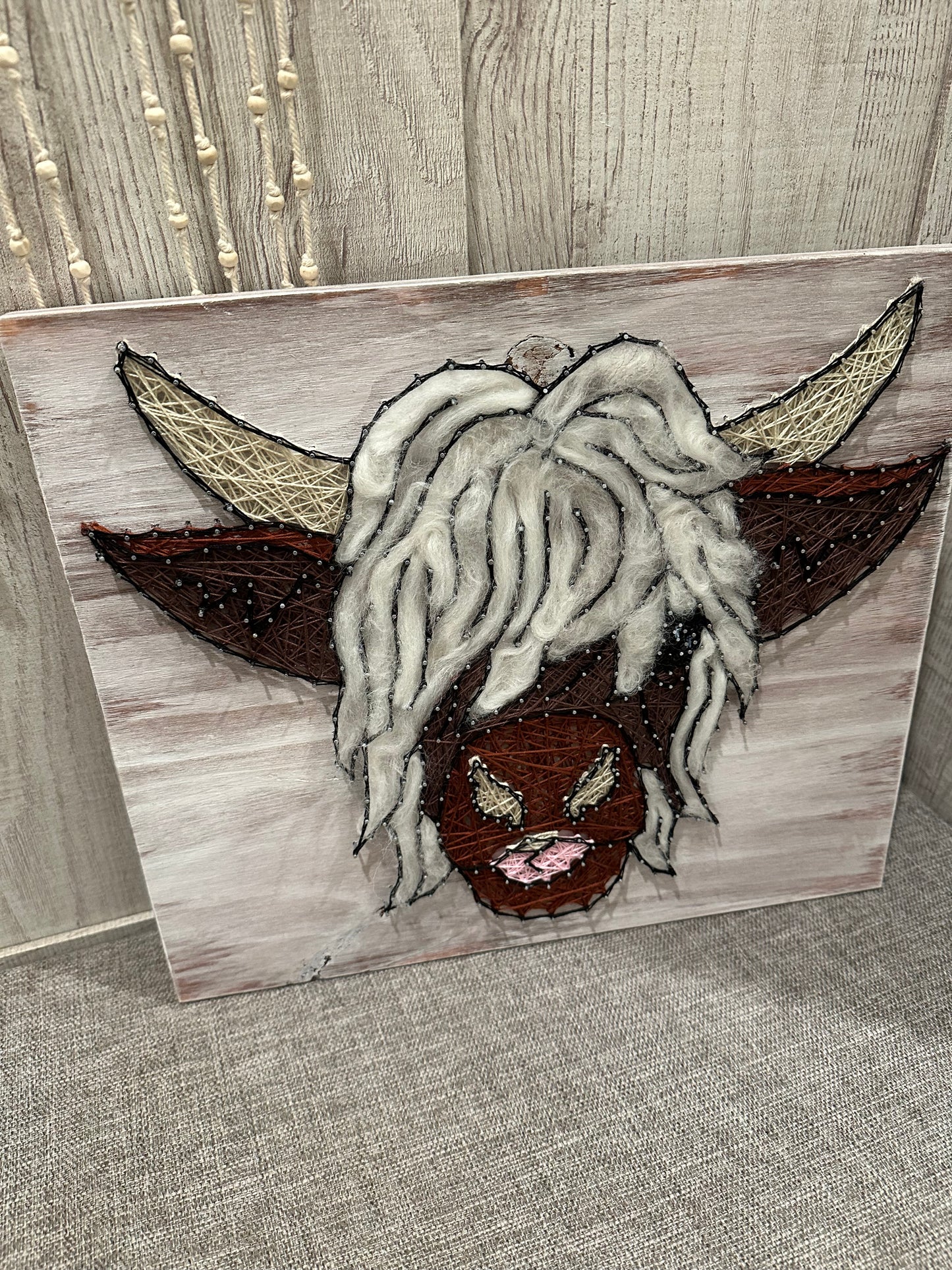 Highland Cow String Art Sign