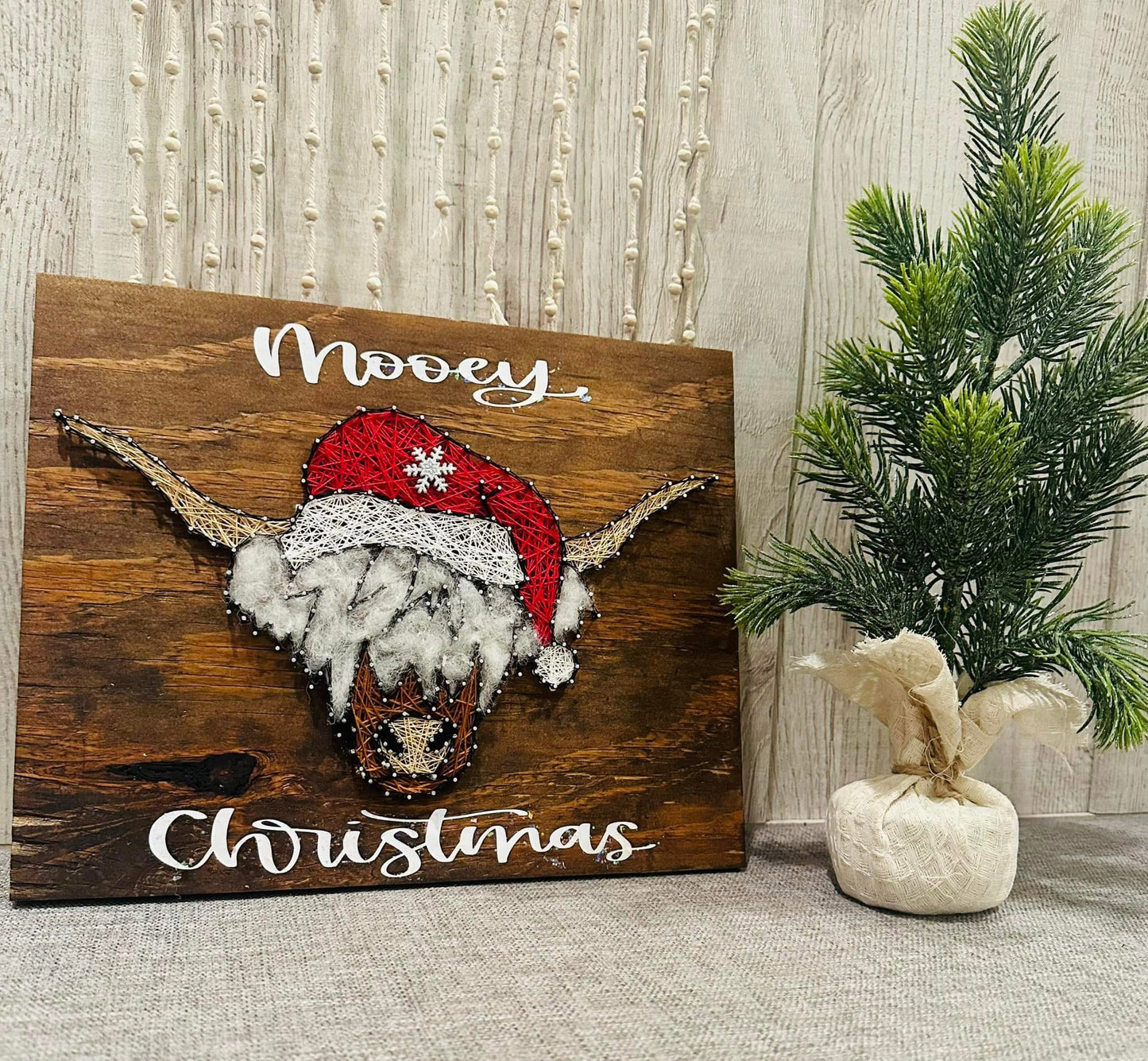 Hyland Cow Christmas string art