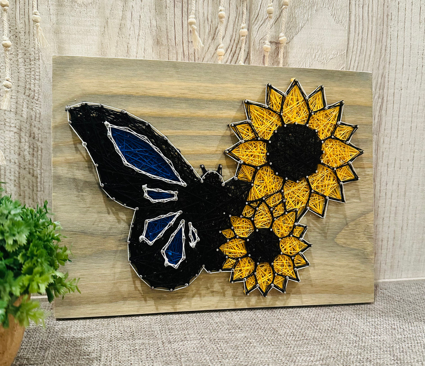 Buttefly with Two Sunflowers string art