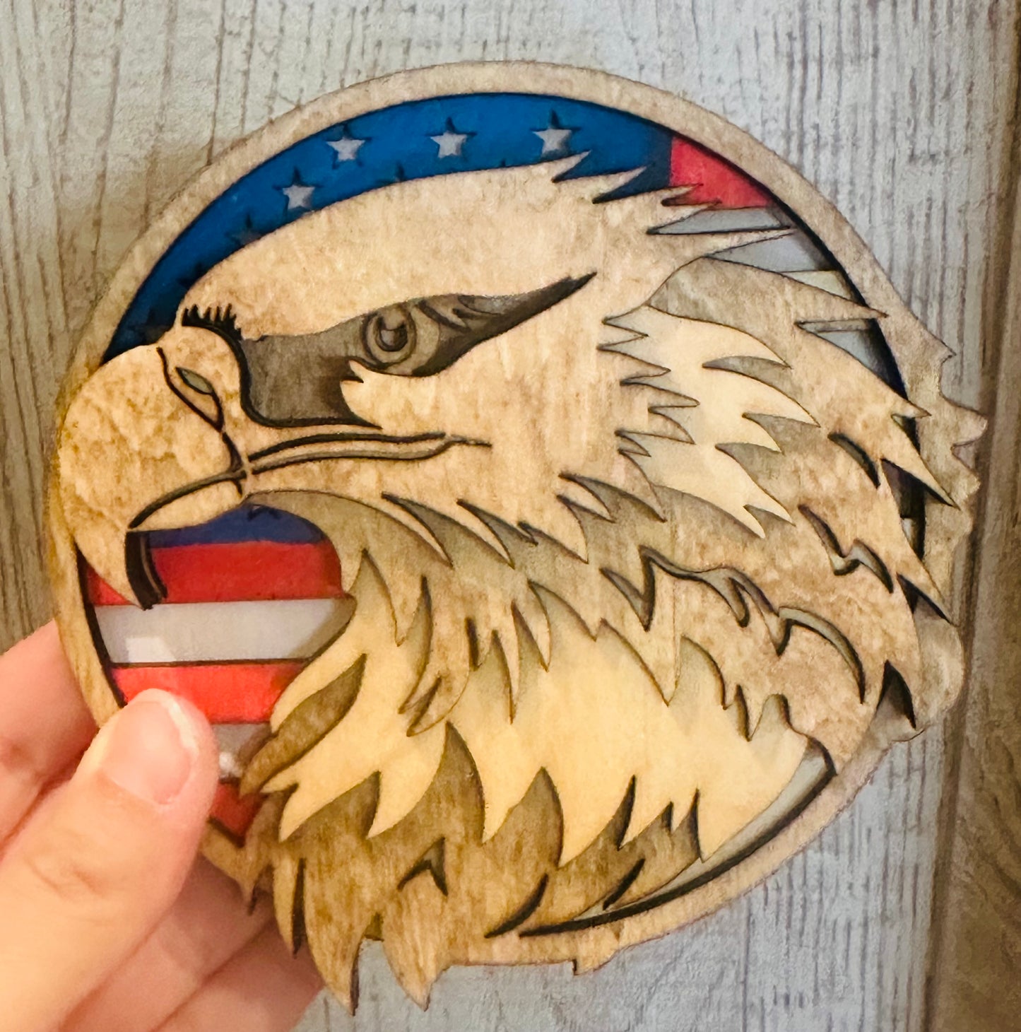 Eagle and American Flag laser cutout