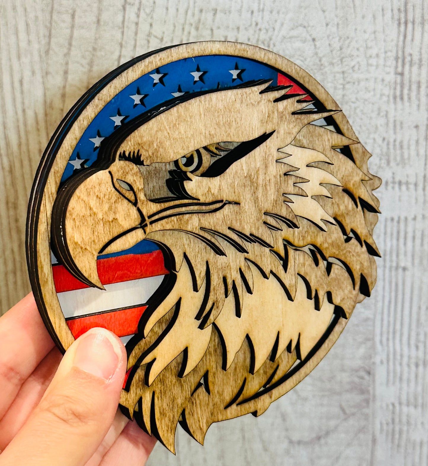 Eagle and American Flag laser cutout