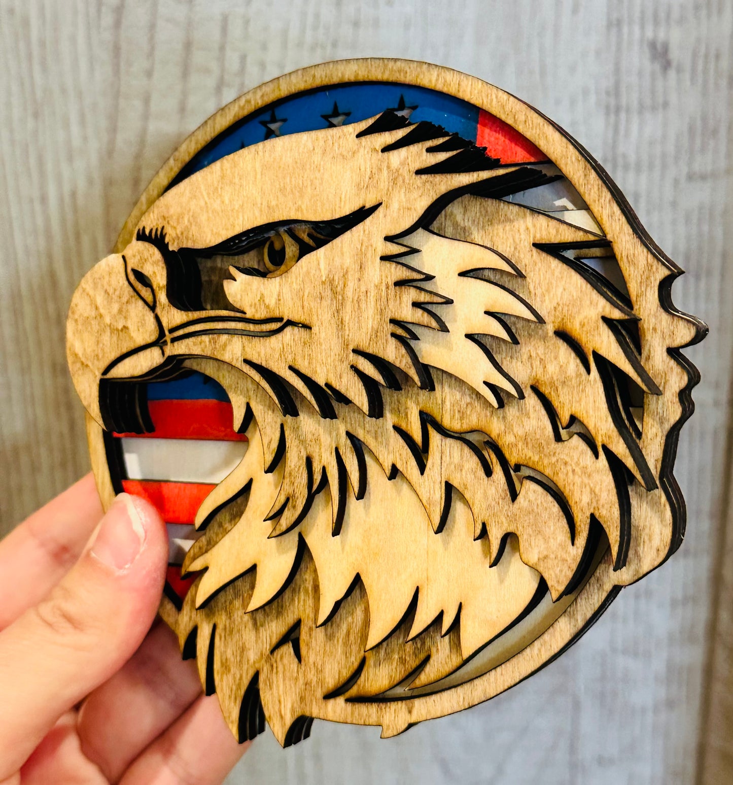 Eagle and American Flag laser cutout