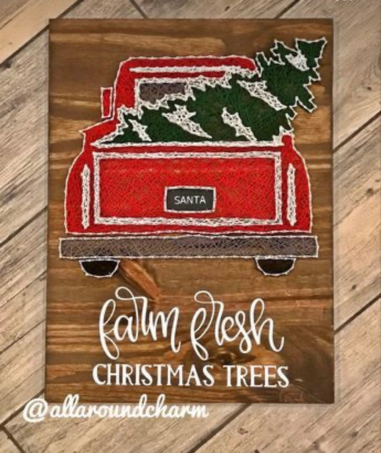 Vintage Christmas truck with tree